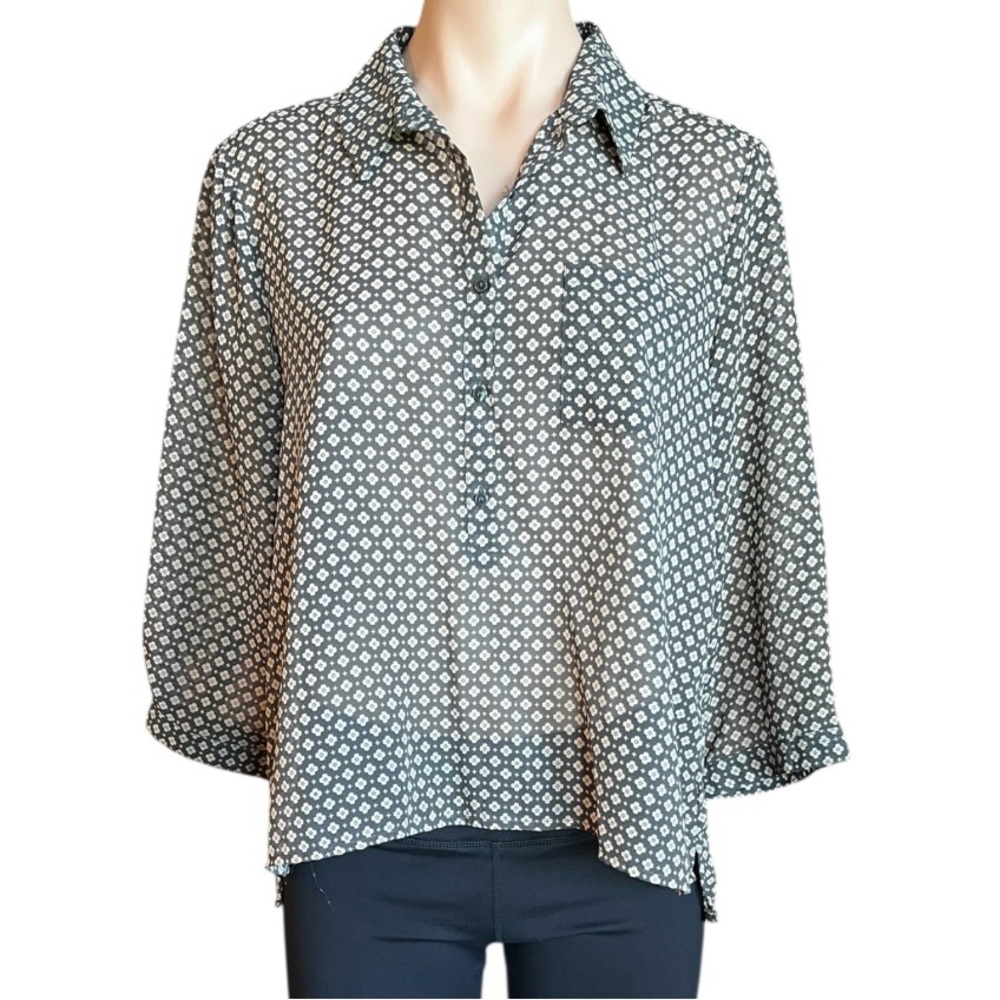 American Eagle Outfitters Brown Cuffed 3/4 Sleeve Blouse M